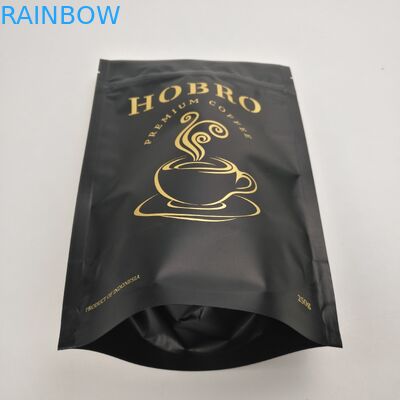 Levante-se o café de empacotamento Bean Packaging Bags With Valve do saco do café do fechamento do fecho de correr de Matt Black Laminated Aluminum Foil