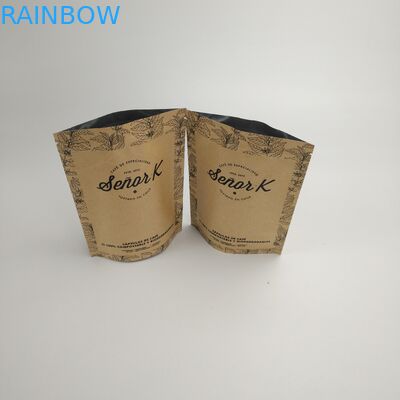 suporte de 250g 500g acima dos malotes de empacotamento amigáveis do café instantâneo de papel de embalagem Eco do preto do fechamento do fecho de correr com logotipo personalizado