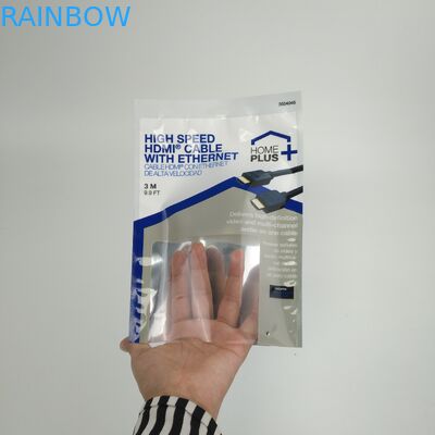 O empacotamento selado lateral personalizado do cabo de três USB ensaca os malotes plásticos que empacotam fones de ouvido sem fio com zíper