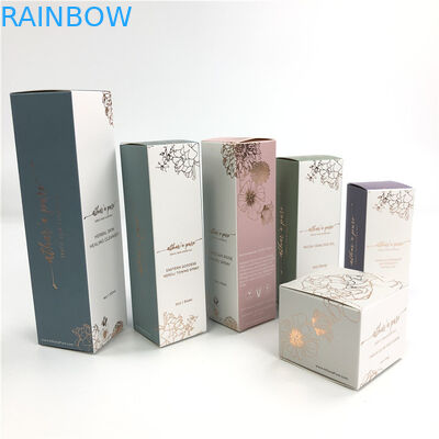 A cara de carimbo quente cosmética da caixa de papel do cartão branco desnata o empacotamento