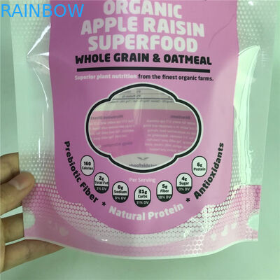 O suporte lustroso da superfície acima dos sacos de empacotamento personalizou sacos com a janela para o empacotamento de alimento