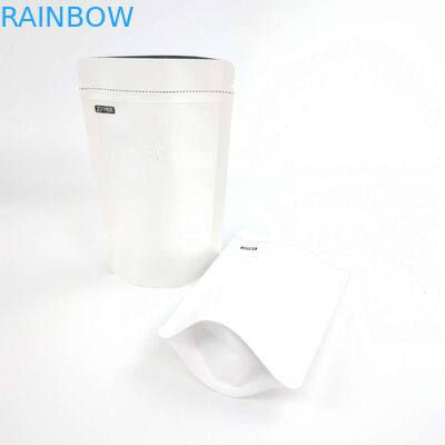 Costume do OEM 1/8 de onça Logo Size Resealable Aluminum Foil branco 120 mícrons de suporte do papel de embalagem acima dos malotes de empacotamento