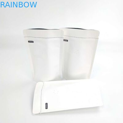 Costume do OEM 1/8 de onça Logo Size Resealable Aluminum Foil branco 120 mícrons de suporte do papel de embalagem acima dos malotes de empacotamento