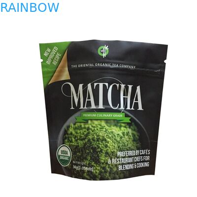 O ZipLock imprimindo feito sob encomenda ensaca sacos da embalagem do pó do chá verde de Matcha do malote do suporte da folha de alumínio acima