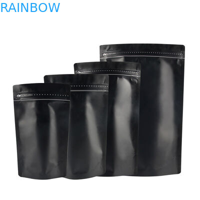 Matte Black Finish Foil Stand acima do saco de café de empacotamento do saco do zíper com tiras do ouro