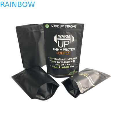 Saco de café Matte Black Finish Foil Stand da impressão do ouro acima do saco de empacotamento do zíper