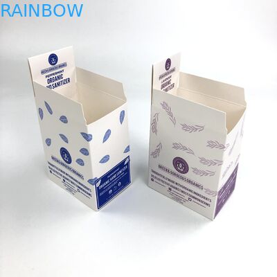 UV feitos sob encomenda de Matt Film gravados com cartão branco da espessura de 400g 350g para garrafas de 30ml 60ml indicam o empacotamento da caixa de papel