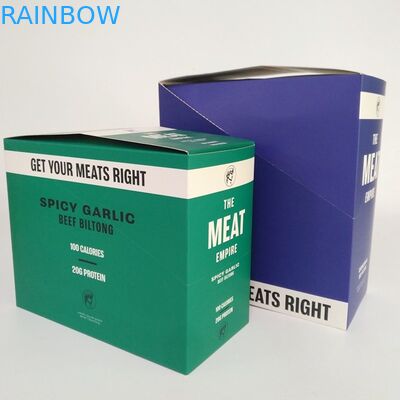 Caixas de papel de empacotamento dobradas impressas feitas sob encomenda de petiscos de barra da energia do empurrão da carne da caixa de exposição 200G do retalho do cartão
