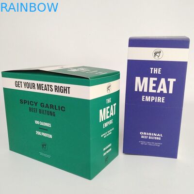 Caixas de papel de empacotamento dobradas impressas feitas sob encomenda de petiscos de barra da energia do empurrão da carne da caixa de exposição 200G do retalho do cartão