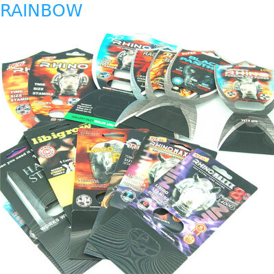 O rinoceronte masculino por atacado das caixas de embalagem dos comprimidos do realce 69 cartões 3d de empacotamento efetua a bolha da cápsula de Rhinopill que empacota o Ca