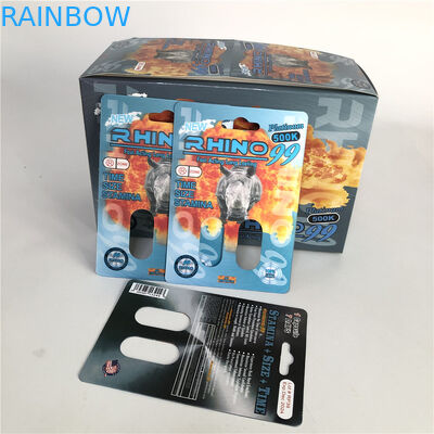 Rinoceronte 99 cartões do rinoceronte do furo 3D do dobro 500k para o comprimido masculino do realce