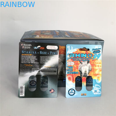 Rinoceronte 99 cartões do rinoceronte do furo 3D do dobro 500k para o comprimido masculino do realce