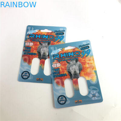 Rinoceronte 99 cartões do rinoceronte do furo 3D do dobro 500k para o comprimido masculino do realce