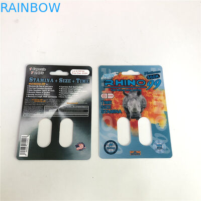 Rinoceronte 99 cartões do rinoceronte do furo 3D do dobro 500k para o comprimido masculino do realce