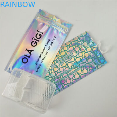 Empacotamento personalizado dianteiro claro lustroso do saco do fechamento do fecho de correr da folha de alumínio dos sacos de plástico do furo do cair de fio dental