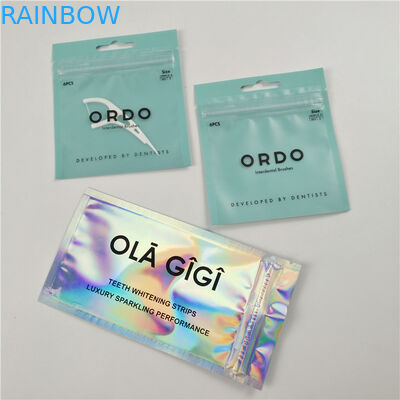 Baixo empacotamento dianteiro claro do saco do zíper da folha de alumínio dos sacos do empacotamento plástico do furo do cair de fio dental de MOQ