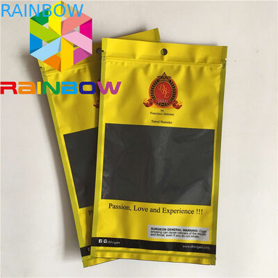 Os três sacos lisos Resealable de Mylar do selo lateral veem com do empacotamento plástico dos malotes do alimento da erva daninha dos malotes da umidade do charuto