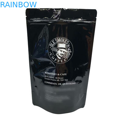 Os feijões de café levantam-se o preto lustroso impresso feito sob encomenda do malote 100g 500g 1kg do zíper