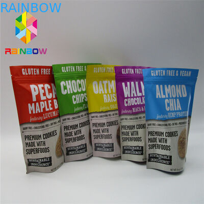 De Mylar de folha de alumínio levantar-se produto comestível impresso sacos Ziplock plásticos