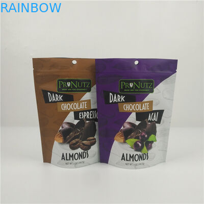 Suporte impresso feito sob encomenda plástico do zíper do produto comestível acima dos malotes para a barra de chocolate