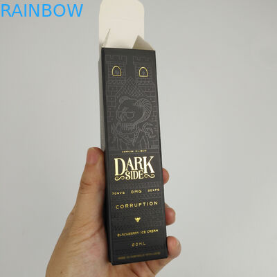 Caixa de papel de empacotamento cosmética de carimbo quente luxuosa preta pequena dobrável por atacado feita sob encomenda do presente da folha de ouro