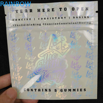 O lado feito sob encomenda do plástico três de Mylar da folha de alumínio da prova do cheiro de Logo Design Zip Lock Resealable selou o saco de empacotamento do holograma