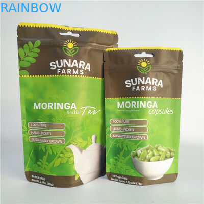 Sacos Resealable laminados 110mic do empacotamento de alimento do GV do filme VMPET para o chá/porcas