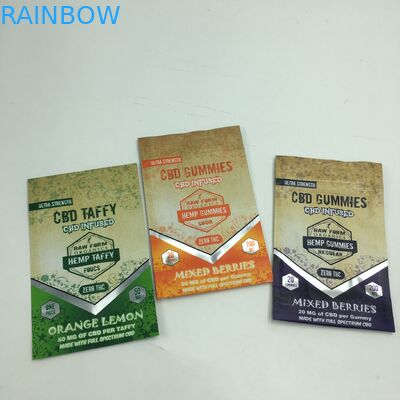 1g impressos feitos sob encomenda 3.5g reciclam o saco comestível pequeno gomoso da erva daninha do suporte acima 3.5g mylar do urso CBD do zíper da prova do cheiro