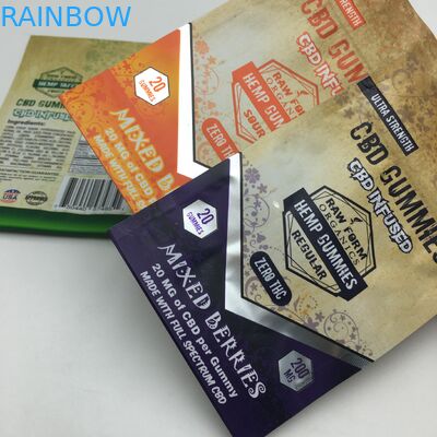 1g impressos feitos sob encomenda 3.5g reciclam o saco comestível pequeno gomoso da erva daninha do suporte acima 3.5g mylar do urso CBD do zíper da prova do cheiro