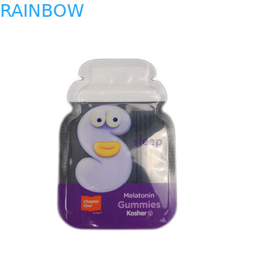 Folha feita sob encomenda do selo do lado da forma 3 dos Cb que empacota os malotes plásticos feitos sob encomenda gomosos de saco liso dos doces que empacotam o saco do fechamento do fecho de correr
