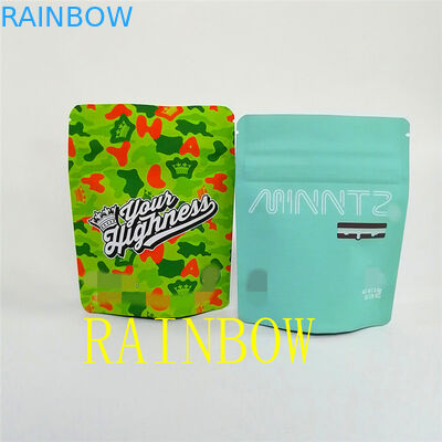 saco de Matte Child Proof Zipper Packaging do preto do toque 3.5g macio/suporte da erva daninha acima do saco de empacotamento do malote