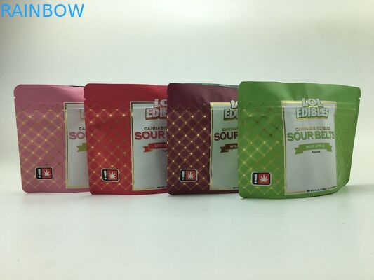 Três saco erval impresso feito sob encomenda do zíper da cápsula do óleo das ervas daninhas CBD do saco do óleo da folha do cigarro do selo do lado