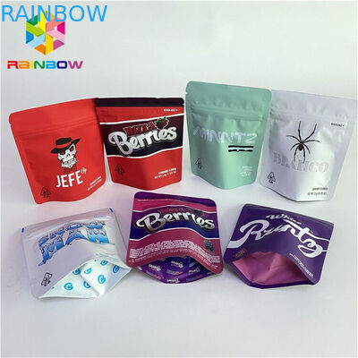 Três saco erval impresso feito sob encomenda do zíper da cápsula do óleo das ervas daninhas CBD do saco do óleo da folha do cigarro do selo do lado