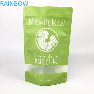 O produto comestível impresso feito sob encomenda levanta-se dos biscoitos plásticos da folha do selo do fechamento do fecho de correr a janela clara de Chips Paper Packaging Bags With