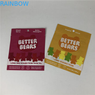 Calor liso do selo três lateral - sacos de empacotamento biodegradáveis comestíveis de selagem da cookie CBD THC Gummies do petisco
