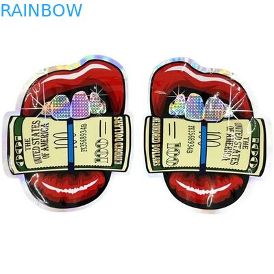 A flor dos sacos de plástico de Mylar Edibles da prova do cheiro semeia os sacos holográficos 3.5G da forma redonda