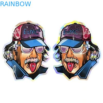 A flor dos sacos de plástico de Mylar Edibles da prova do cheiro semeia os sacos holográficos 3.5G da forma redonda