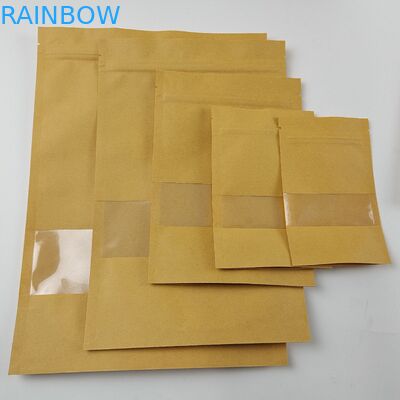 Os saquinhos de chá feitos sob encomenda do produto comestível da cópia que empacotam o zíper Doypack veem através dos sacos de papel com logotipo