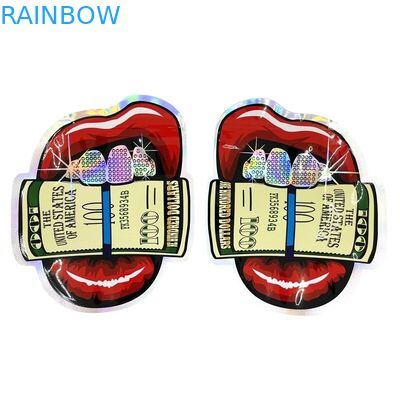 O cheiro plástico feito sob encomenda do saco do zíper de Mylar da forma irregular impermeabiliza 3.5g 7g