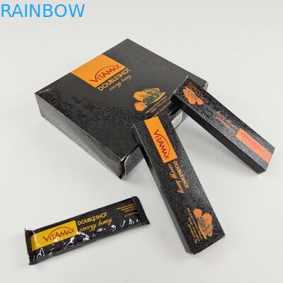 Cor preta feita sob encomenda por atacado que empacota o mel doce de Honey Box For Vitamax Energy do peso do saquinho 22g