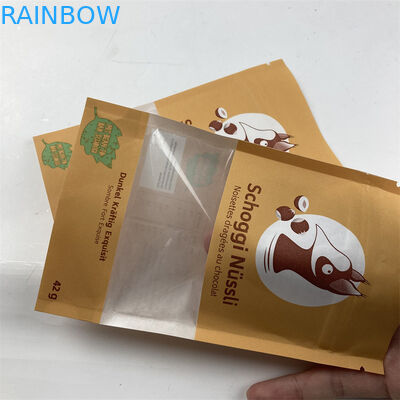 Sacos de papel Resealable personalizados reciclados de Brown Kraft dos alimentos para animais de estimação dos malotes do suporte acima