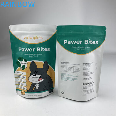 Sacos de papel Resealable personalizados reciclados de Brown Kraft dos alimentos para animais de estimação dos malotes do suporte acima