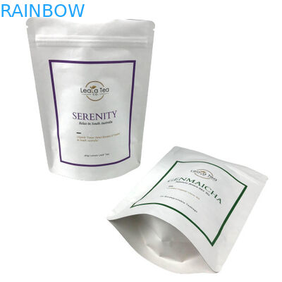 Sacos da folha de alumínio da prova do cheiro para o logotipo feito sob encomenda do chá dos feijões de café branco