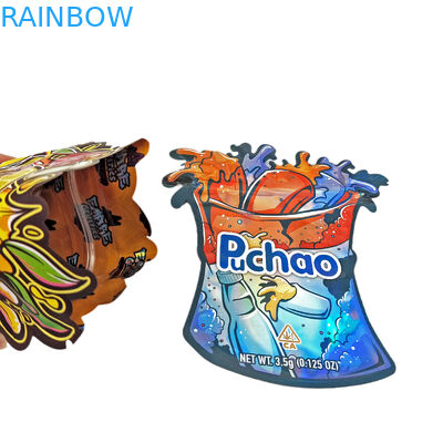 Design personalizado 3,5g 7g 14g 28g Sacos cortados em matriz Ziplock Formato especial à prova de crianças Formato personalizado Mylar Saco de lanche Embalagem