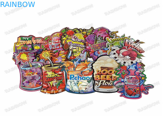 o produto comestível 3.5g Mylar feito sob encomenda cortou a forma irregular Mylar sem perigo para as crianças que empacota com zíper