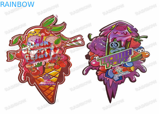 Sacos dados forma especiais da prova do cheiro com empacotamento cortado 3.5g feito sob encomenda Ziplock do saco do petisco de 28g 14g 7g