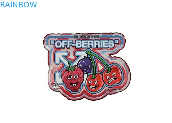 O Ziplock sem perigo para as crianças plástico de Mylar do holograma 3.5g ensaca especial irregular cortado dado forma