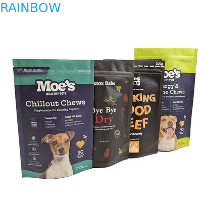 Saco de refeição para animais de estimação com fecho de fecho em cores CMYK para armazenamento de alimentos para animais de estimação de longa duração