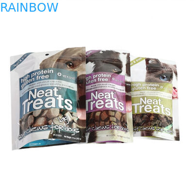 Saco de refeição para animais de estimação com fecho de fecho em cores CMYK para armazenamento de alimentos para animais de estimação de longa duração