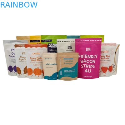 Logotipo personalizado Impresso Biodegradável 100% Saquete Embalagem Reutilizável Sacos de Plástico Stand Up Doypack Com Ziplock